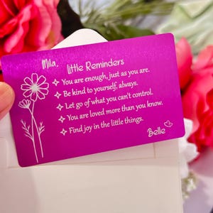 Personalised Little Reminders Wallet Card Engraved, Custom Insert Card, Inspirational Metal Card Lightweight, Gift for Bestfriend Daughter