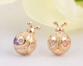 Tiny Stud Earrings Sterling Silver Ladybug Earrings Gold Stud Miraculous Lady bug Earrings for Kids Ladybird Earrings Gift for Her Earrings