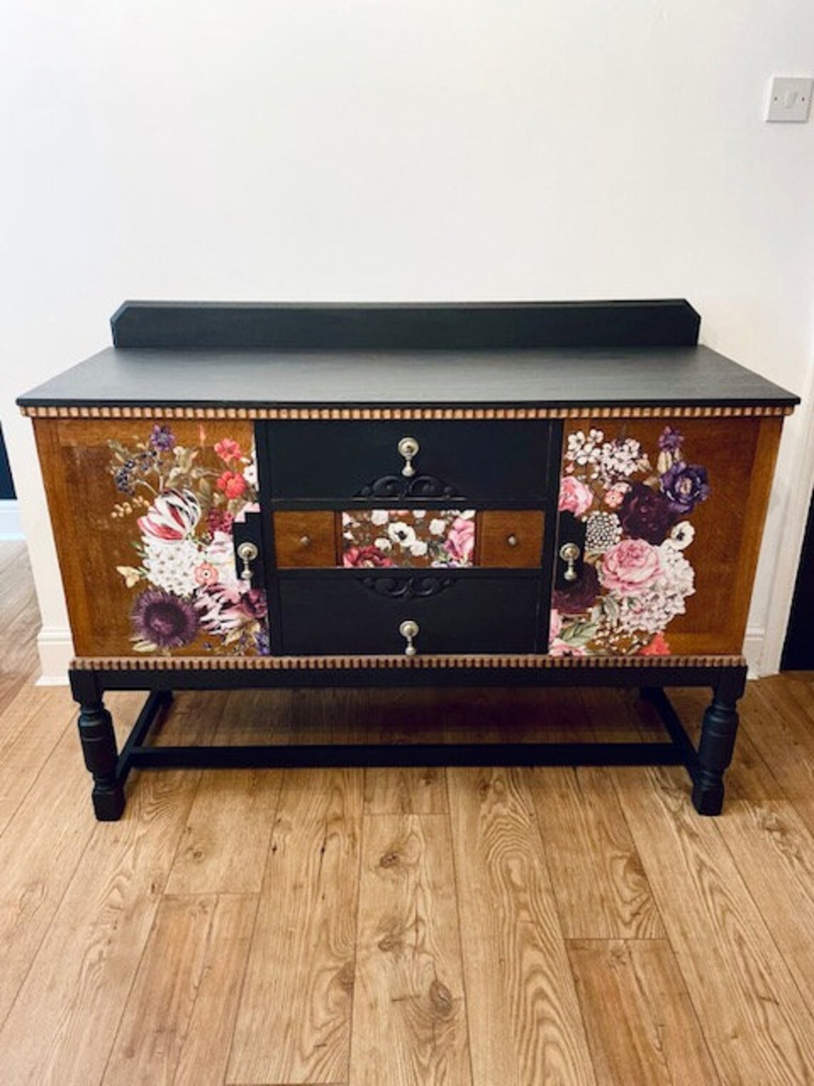 SOLD SOLD SOLD Upcycled Vintage Oak Sideboard in Black with Etsy