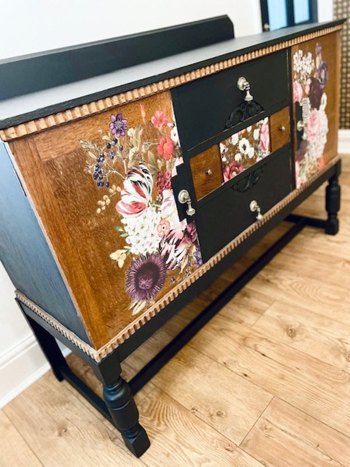 SOLD SOLD SOLD Upcycled Vintage Oak Sideboard in Black with Etsy