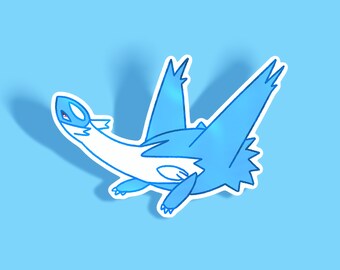 Adhesivo de vinilo Latios de 7,6 cm, resistente al agua, a los arañazos y a los rayos UV.