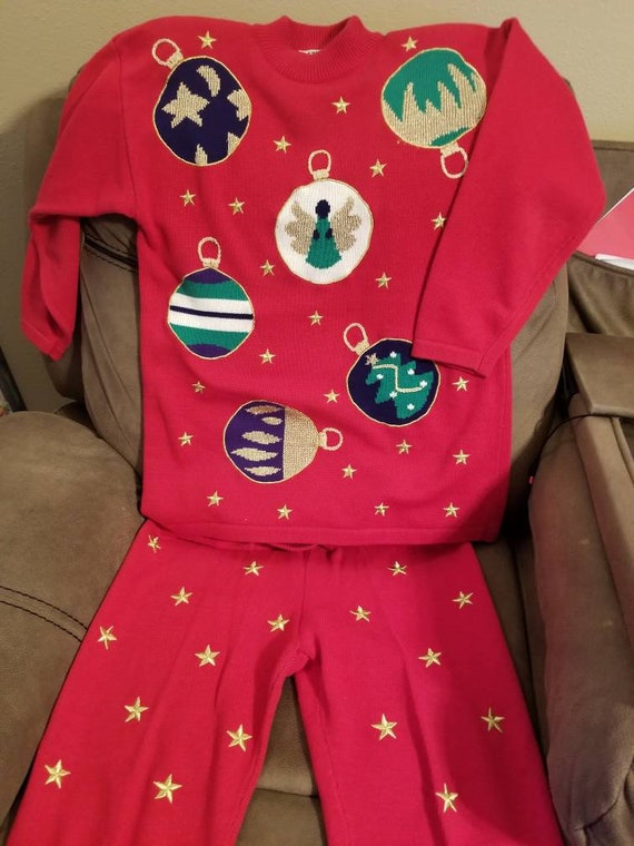 Vintage Christmas sweater and pants set