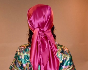 Cerise Silk Sleep Scarf, Mulberry Scarf, Bandana Silk Scarf, Head Wraps, Head Covering, Charmeuse Silk Scarf, Head Scarf for Women