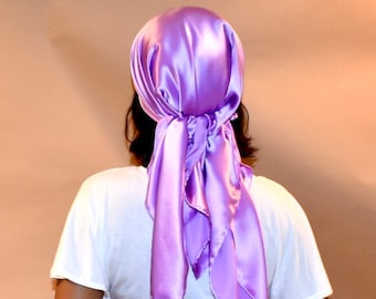 Nisa, écharpe de nuit en soie charmeuse de mûrier 100 %, foulard Nisa violet clair