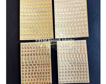 US Stock!Mini Alphabet letter sticker ,Number Stickers, 3D Self-Adhesive Nail Stickers ,Letter gold stickers, gold silver resin customized