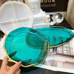 US Stock!Large Resin Dish Plate Mold, Tray Silicone Mold, Jewelry Dish Resin Mold, Oval Round Dish Mold ,DIY Resin Home Decoration Resin Art