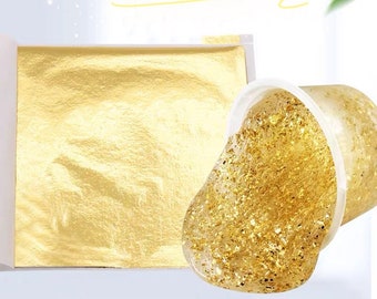 US Stock! 20/40/100 sheets of gold leaf, Silver leaf,Resin pure k gold foil, silver sheets,Nail Gold Leaf Flakes,9 x 9cm gold gilding frames
