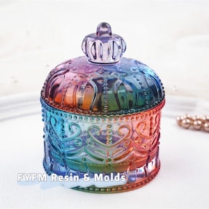 US Stock! New Design 2Pcs Resin Jar Molds Set,Storage Box with lid silicone Mold,Resin bottle mold Makeup Brush Jewelry Pen holder,Resin Art