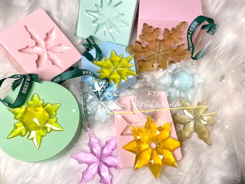 US stock!Handmade Crystal Snowflake Mold ONLY,Christmas Tree Snowflake Mold,Christmas Decoration Silicone Mold-Resin Mold-Unique Design Mold
