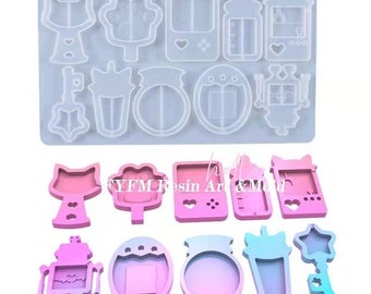 10-in-1 Resin Shaker Molds Set, DIY Keychain Silicone Molds