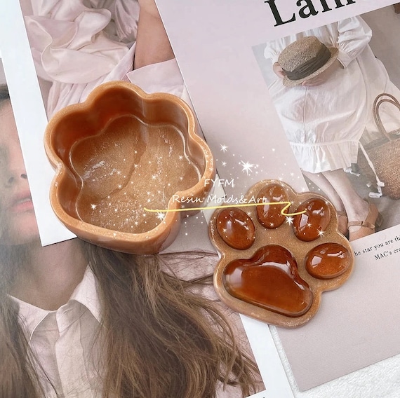 Cat Paw Resin Mold Set: DIY Jewelry Box, Soap Dish, Trinket Container,US Stock