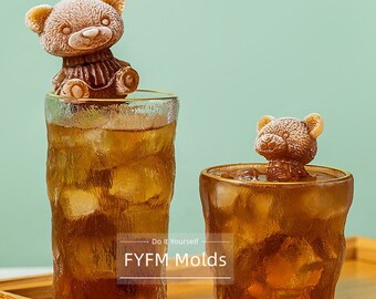 3D Teddy Bear Ice Cube Silicone Mold: DIY Coffee, Tea, Boba