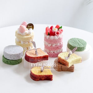 US Stock!Waffle Cake Candle Silicone Mold, Cute Cake Snack Cookie Mold,Dessert Clay Resin epoxy Mold,bear mold, handmade soap mold,DIY arts