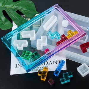 Tetris Resin Mold Set, Rectangle Tray Mold,DIY Tetris Game,Silicone Mold, Coaster Casting Mold for Tetris, Kids Fun Game, handmade