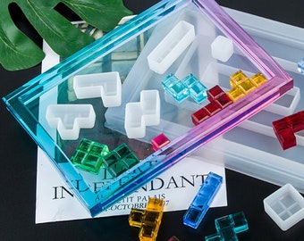 Tetris Silicone Mold Set: DIY Coaster Casting, Kids Game