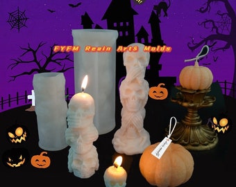3D Halloween Skull & Pumpkin Silicone Mold: Candle, Soap, Resin Craft