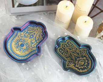 Hamsa Hand Dish Tray Silicone Mold: Resin Art Jewelry Holder