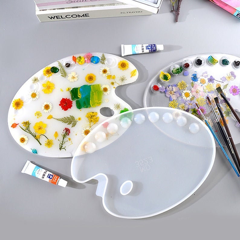 Paint Palette Resin Silicone Molds Epoxy Oval Paint Mould Drawing