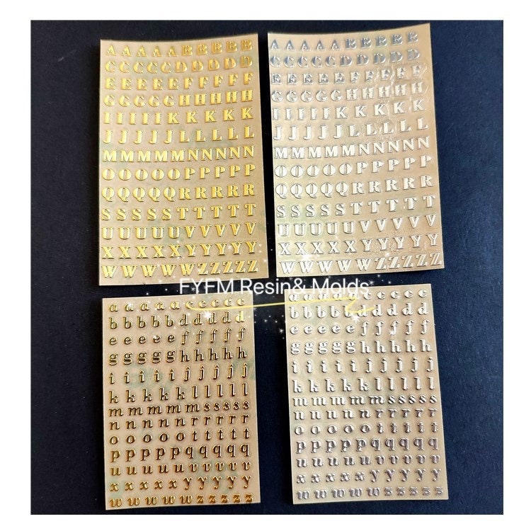 Wilton Large Gold, Silver, & Black Alphabet Vinyl Stickers, 840 Piece