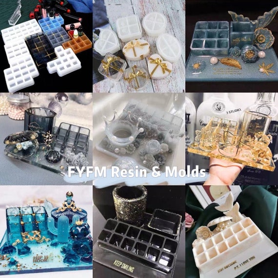 Rectangle Square Resin Tray Mold, Makeup Brush, Lipstick Holder