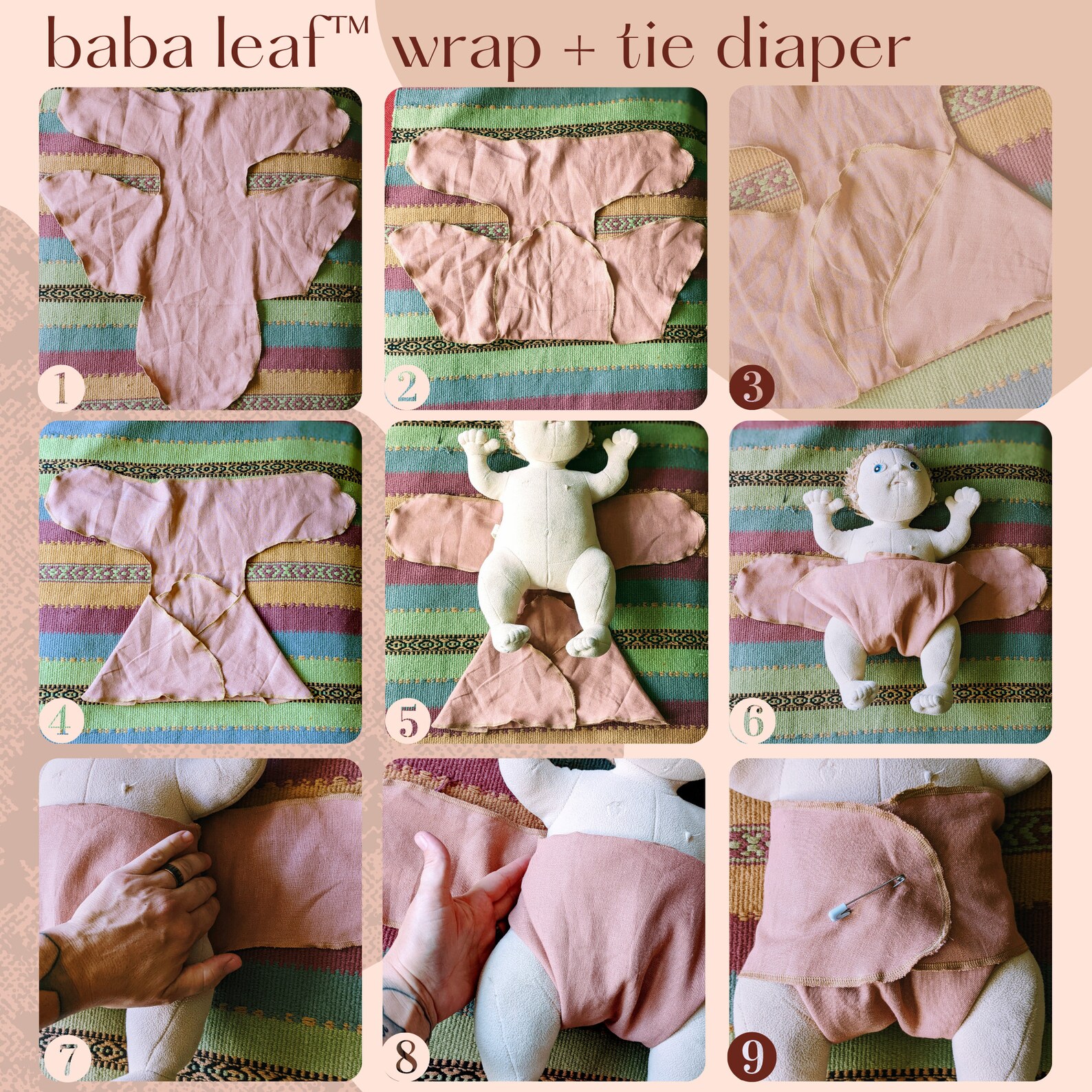 Linen Leaf Diaper Organic Linen baba leaf™ wrap pin/tie Etsy