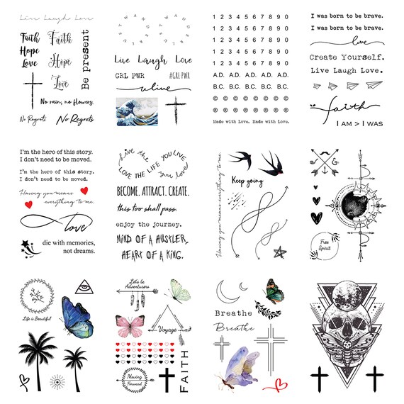 Inspirational Quotes Temporary Tattoos Live Laugh Love Etsy