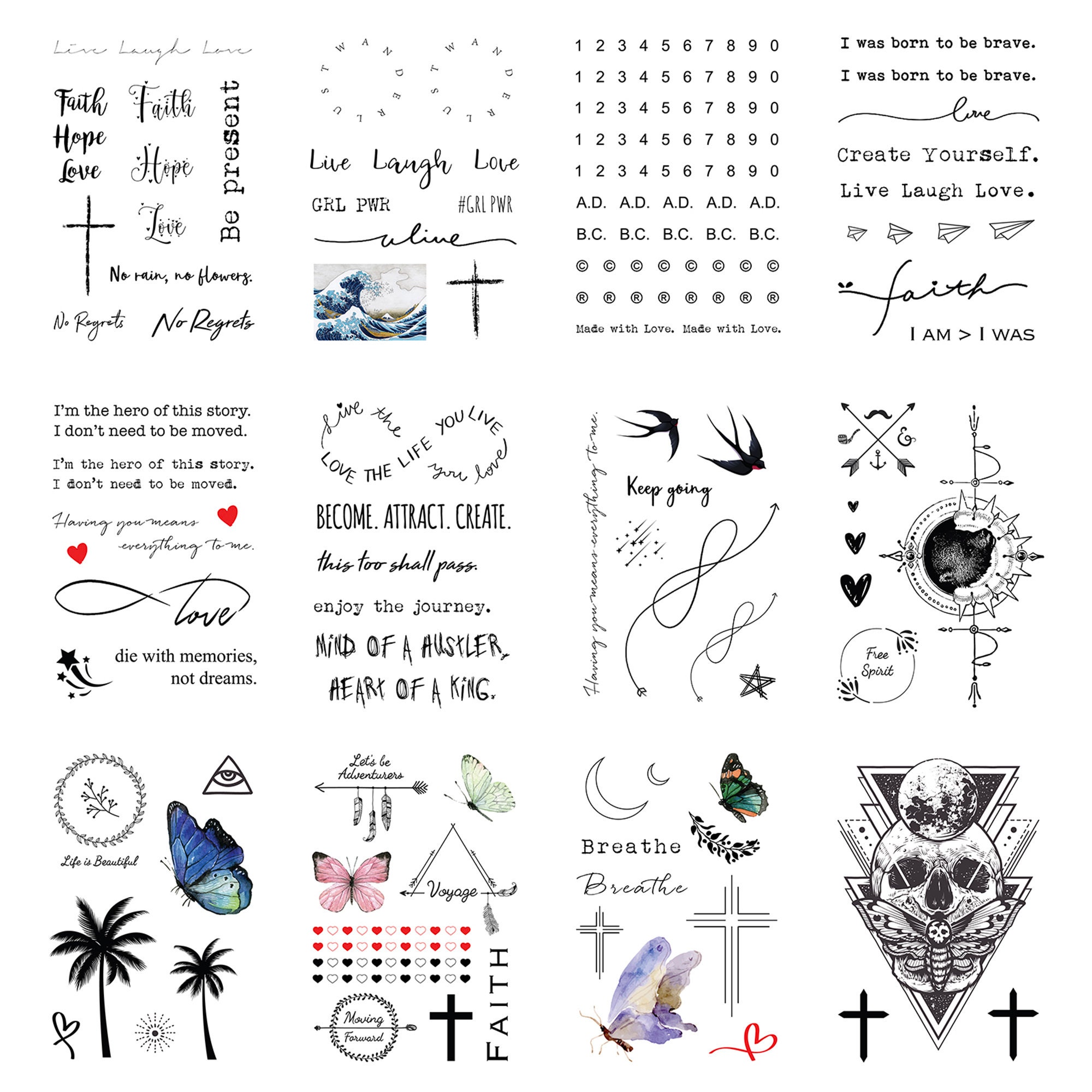Inspirational Quotes Temporary Tattoos Live Laugh Love Infinity Love
