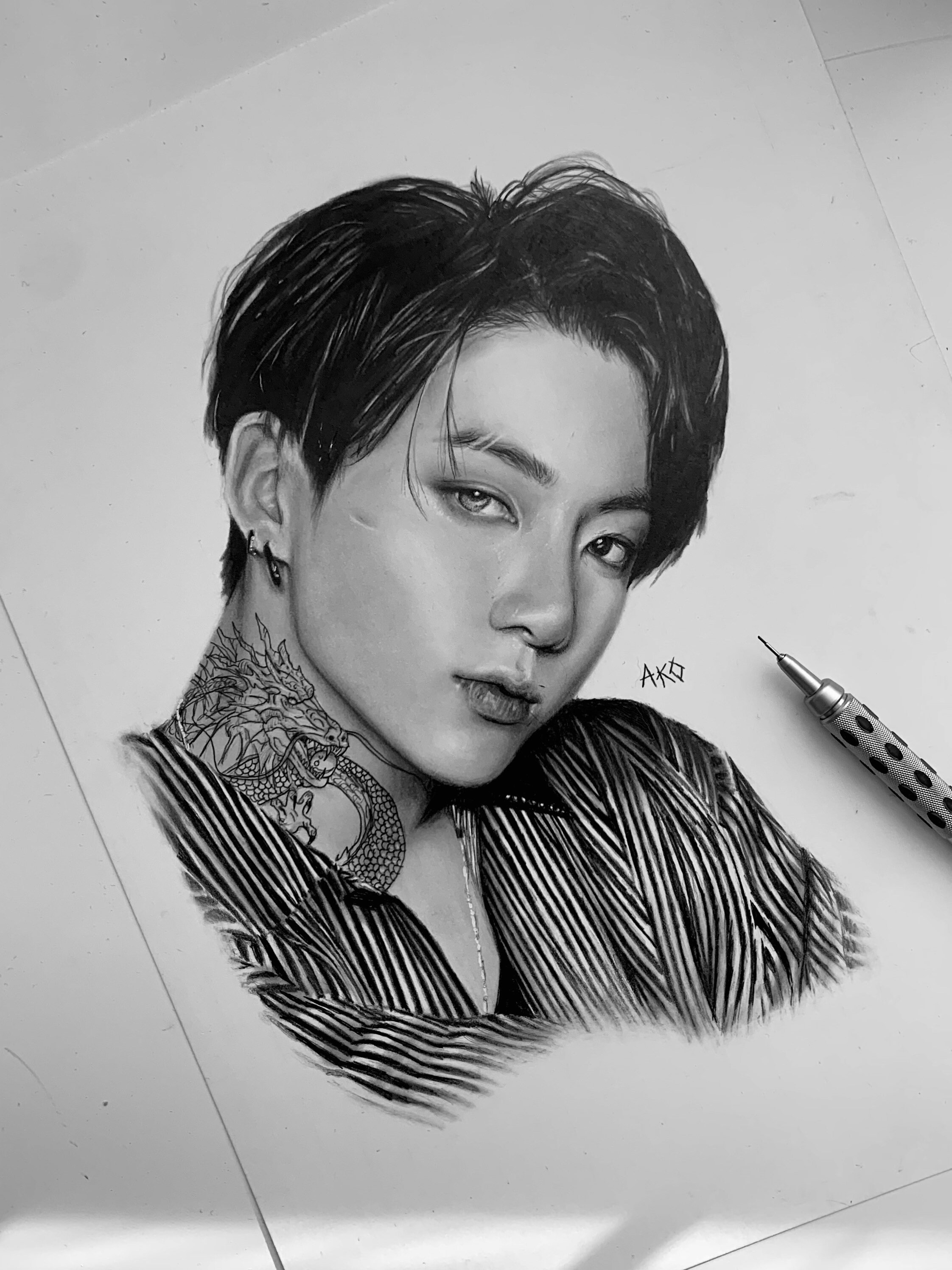BTS Jungkook Pencil Drawing PRINT From Original Fanart Lupon gov ph