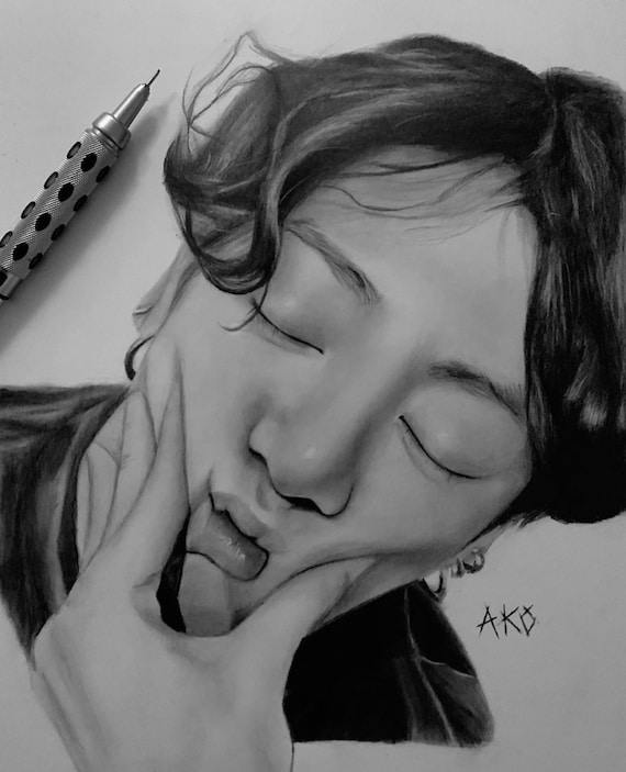 BTS Jungkook impresión del dibujo original - Etsy México