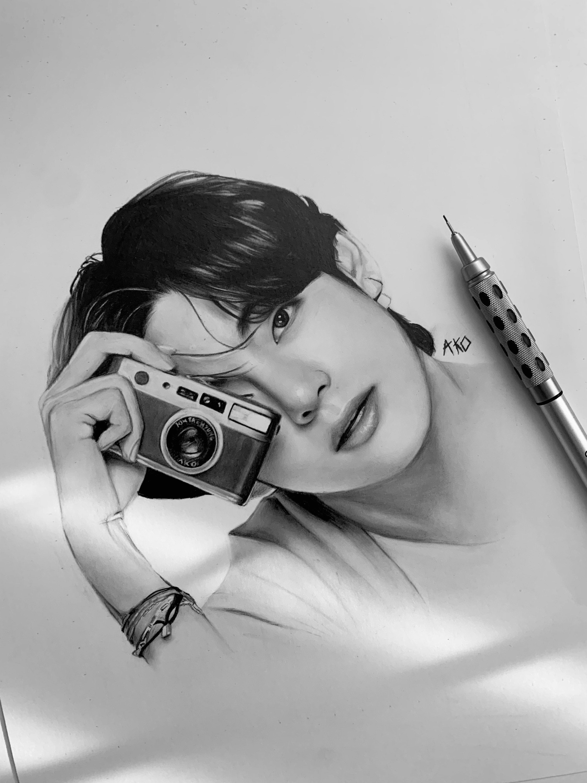 BTS V (Kim Taehyung) colored pencil drawing, BTS fan art Tote Bag