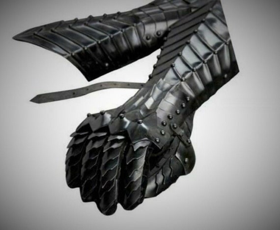 Black Antique Nazgul Gauntlets Steel Medieval Armor Gloves ~ Crusader LARP Gauntlets