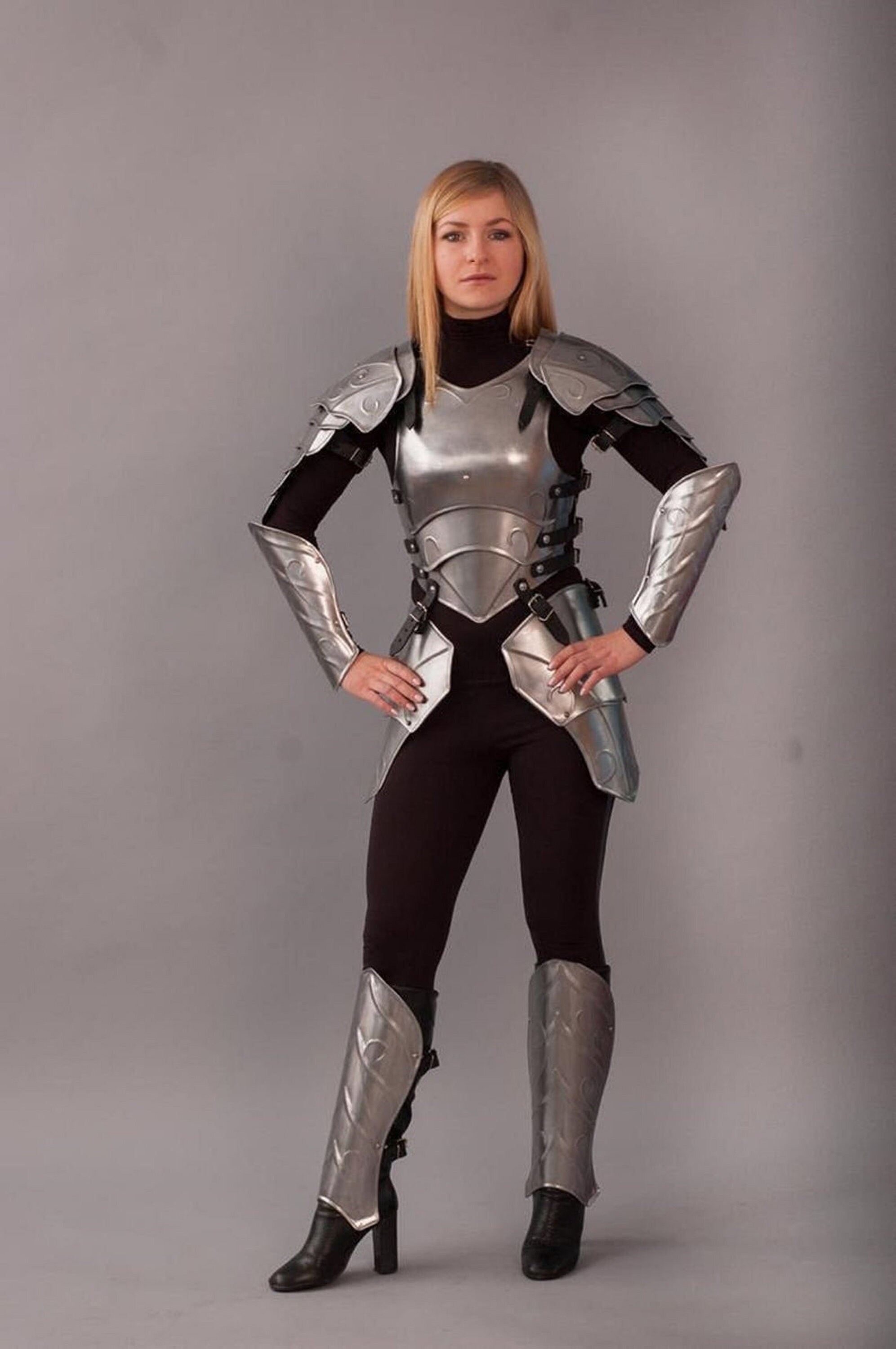 Medieval Knight Female Fantasy Costume Steel Armor Lady Etsy