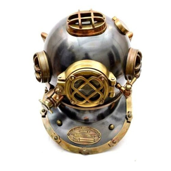 Details about   Antique Boston New US navy mark V 18" diving divers helmet deep sea Copper 