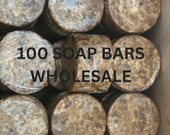 Wholesale Bulk Raw African Black Soap Bar - Pure & Natural Organic Unrefined From Ghana - Body Skin Face Care Acne Repair BULK - 7oz