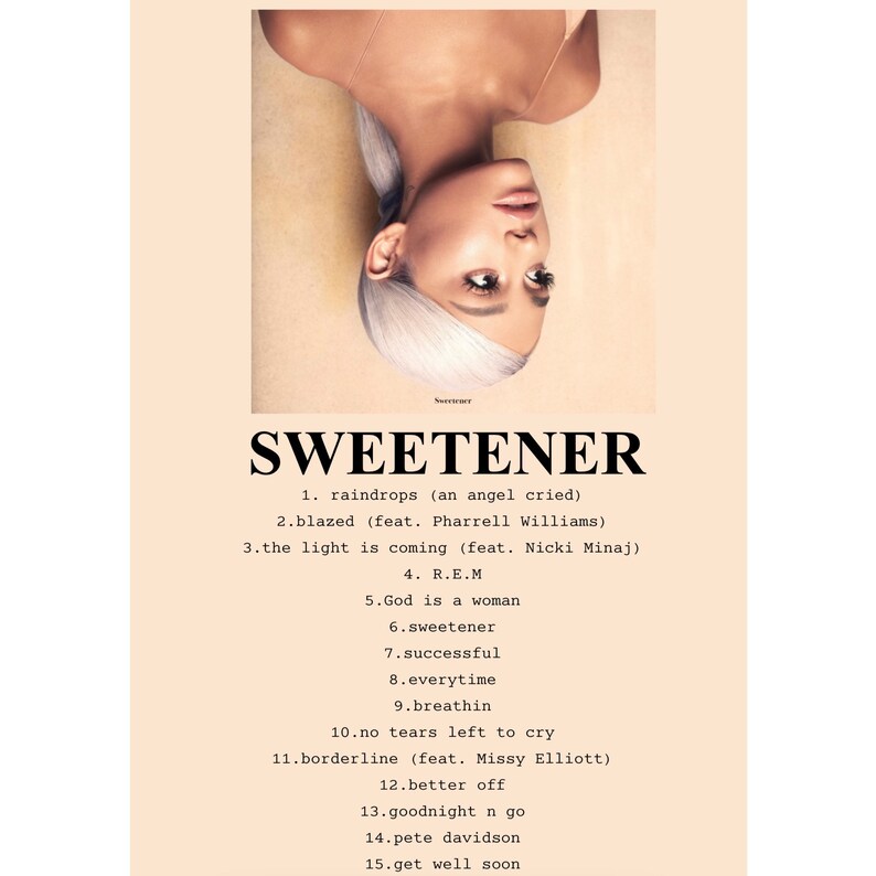 Ariana Grande Sweetener Tracklist Poster Etsy