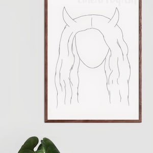 Woman With Horns Wall Art Print (8”x11”) PHYSICAL PRINT, Line Art, Body Sketch