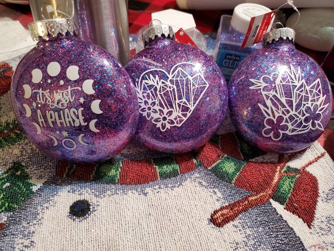 Moon & crystals ornament set Etsy