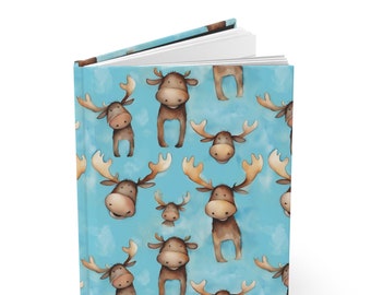 Adorable Cute Moose Journal - Hardcover Journal Matte Cover - Preserve Memories, Daily Diary, Line Pages, Notebook, Travel Diary