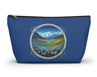 Forget Me Not Valley Accessory Pouch With T-bottom - Forget Me Not Valley - Alaska Souvenir, Pencil Pouch, Knitting Project Bag, Travel