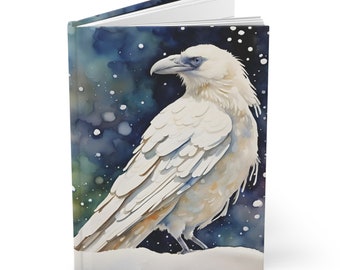 White Raven Hard Cover Journal: Unique Leucistic Bird Design, Ideal Gift for Raven Lovers, Anchorage, Alaska Souvenir, Albino Raven