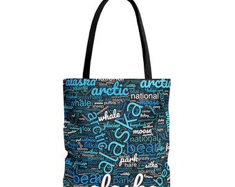 Alaska Words  Tote Bag - Last Frontier Vibes Tote Bag - Explore Alaska in Style - Word Cloud - Art of Alaska