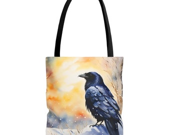 Black Raven Crow All-Over Print Tote Bag - Reusable, Eco-Friendly, Large, Stylish and Durable Fashion Accessory