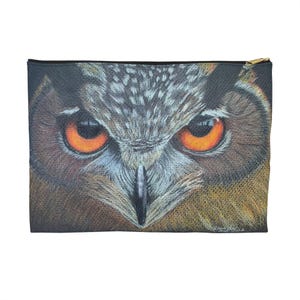 Astuccio portaoggetti a forma di gufo, opera d'arte realizzata con matite colorate su carta ruvida, astuccio per matite artistiche, regalo per gli amanti dei gufi