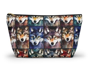 Wolves Color Study Accessory Pouch With T-bottom - Storage Pouch, Pencil pouch, Cosmetic Bag, Alaska Souvenir,