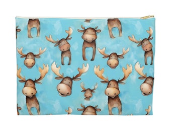 Adorable Cute Moose Flat Accessory Tote