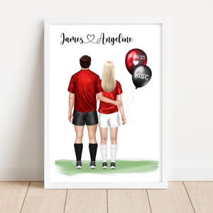 Personalised Couple Print, Football fans print, Valentines day gift, Couples print, Football Couple, Anniversary gift, Gift for boyfriend