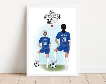 Impresión de Sam Kerr, regalo de fútbol, impresión de fútbol personalizada, imagen de niña futbolista, fútbol femenino, fútbol del Chelsea, impresión de fútbol,