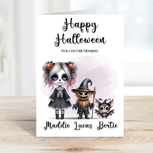 Gepersonaliseerde Halloween-kaart, Happy Halloween-kaart, Halloweendecor, Halloween-familiekaart, Trick or Treat-kaart, Halloweencadeau, Spooky