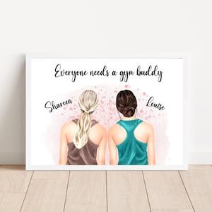 Impresión de compañero de gimnasio, impresión de mejores amigos, regalo para compañero de gimnasio, amigos de fitness, amigos de entrenamiento, impresión personalizada de amigos, envío y manejo GRATIS