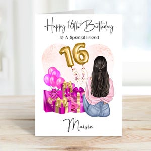 Cartão personalizado de 16º aniversário, cartão para filha, cartão de feliz 16º aniversário, cartão para neta, 16º aniversário, cartão para qualquer idade, cartão para amigo